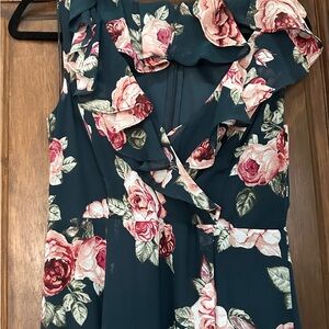 Lulu's Navy Floral Ruffle Dress Size : Medium. Brand new without tags